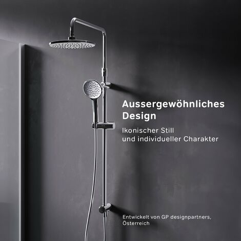 AM.PM Duschsystem ohne Armatur Regendusche Duschset ohne Thermostat mit Kopfbrause Handbrause Umsteller eckig Duschsäule für Badezimmer, Chrom F07TA00