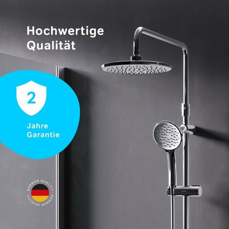 AM.PM Duschsystem ohne Armatur Regendusche Duschset ohne Thermostat mit Kopfbrause Handbrause Umsteller eckig Duschsäule für Badezimmer, Chrom F07TA00