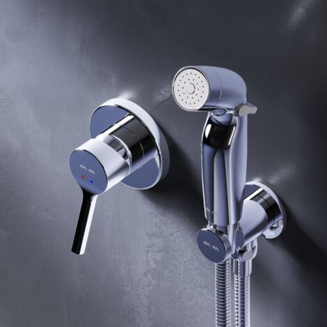 AM.PM Bidetarmaturen Eingebautes Bidet-Set mit Einhebelmischer und Handbrause, Bidetarmatur Dusche, Mischer Kalt Warmwasser Mischer Sprayer Toilettenarmaturen  Chrom