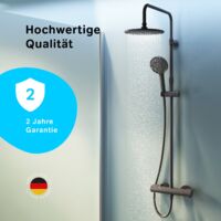 TRUSTMI Duschsystem Mattschwarz – Druckausgleichs-Regendusche Mit Wannenauslauf & Handbrause