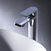Wasserhahn Bad Hoch Waschbecken Badarmatur Mischbatterie aus Messing Waschtischarmatur Einhandmischer für Badezimmer Waschbeckenarmatur AM.PM FNA91000 Flash, Chrom