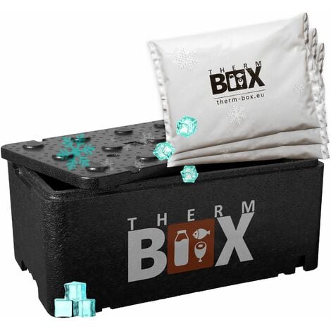 THERM BOX Profi Styroporbox 20BL mit 3x Kühlakku für Kühlbox 20L Innen:  45,7x25,8x17cm Transportbox