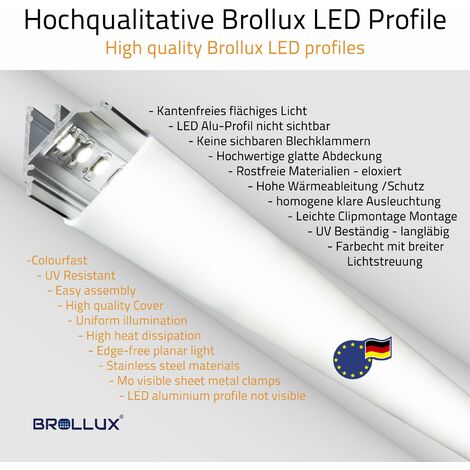 BROLLUX Profi LED Profil V24, Set 10x100cm, Eckprofil 45