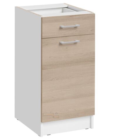 Mueble bajo de cocina Eco Roble Natural 1 puerta 1 cajón L 40 cm