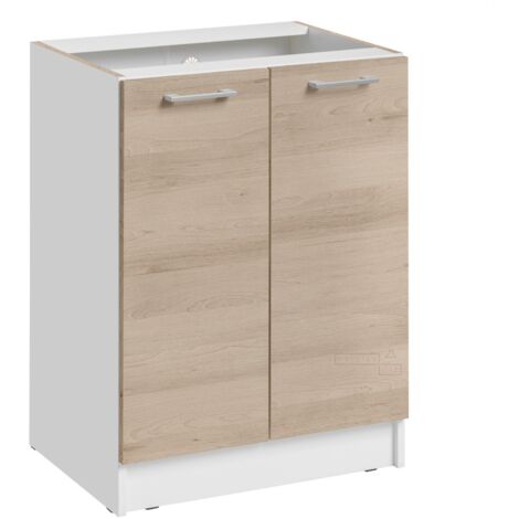 Mueble bajo de cocina con 2 puertas Eco Roble Natural L 60 cm