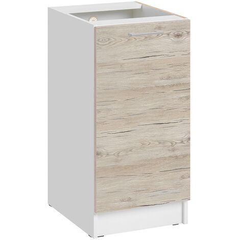 Mueble bajo de cocina Eco Nogal Blanqueado 1 puerta L 40 cm