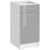 Mueble bajo de cocina Eco Gris Brillo 1 puerta 1 cajón L 40 cm