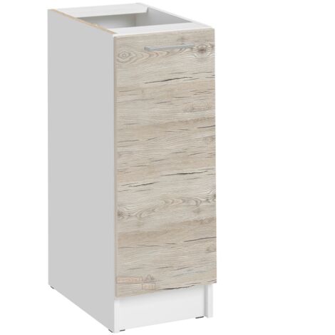 Mobile base da cucina Eco Noce sbiancato a 1 anta L 30 cm