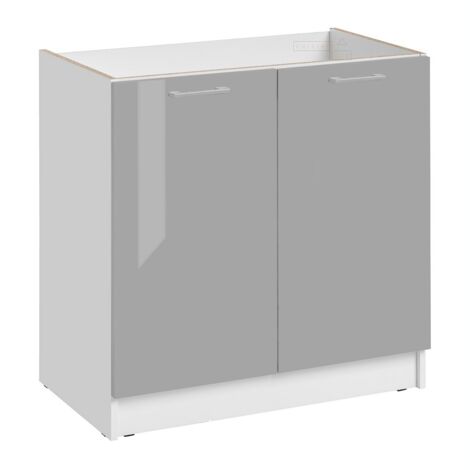 Mobile sottolavello Eco Grigio Brillante a 2 ante L 80 cm