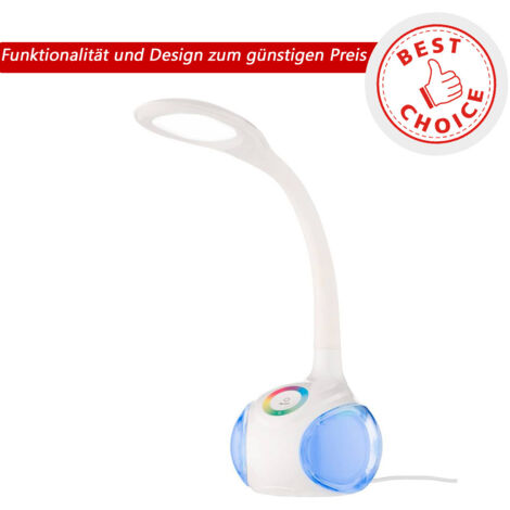 EGLO LED Tischlampe Arcones, Tischleuchte mit Touch, neutralweiß, dimmbar in Stufen, Lampenfuß mit RGB Farbwechsel, Schreibtischlampe Kinder aus Kunststoff in Weiß, Nachttischlampe (1/3)
