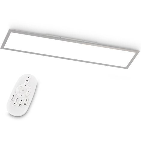 EGLO LED Büro-Deckenleuchte Bottazzo, mit Fernbedienung, 3200 Lumen, Deckenlampe flach 100x25 cm, Lampe Decke Wohnzimmer, Panel dimmbar, Küchenlampe warmweiß – kaltweiß, Silber