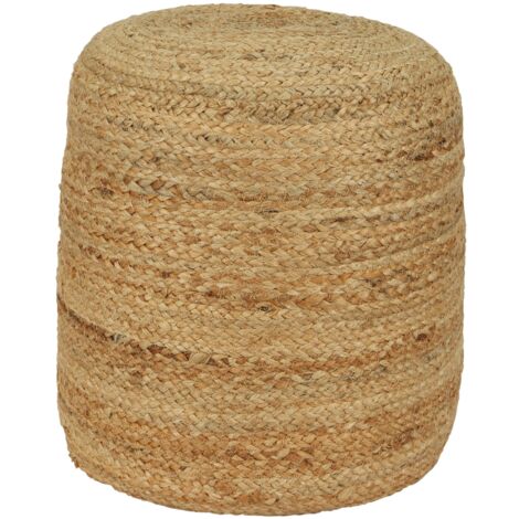 EGLO LIVING Hocker Mashike, natürlicher Sitzhocker im Boho Design, runder Couch Beistellhocker, Pouf handgefertigt aus Jute in Natur, Ø 40 cm