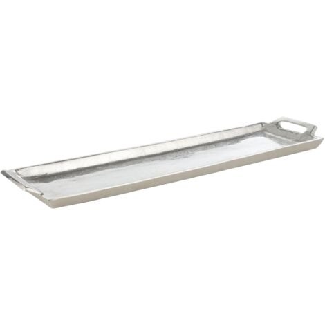 EGLO LIVING Dekotablett Savant, Tablett mit Griff zum Dekorieren, Deko Serviertablett rechteckig aus Metall in Nickel, Servierplatte 44 x 12,5 cm