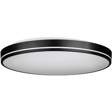 EGLO LED Deckenleuchte Orotava, runde Deckenlampe mit Kristall-Effekt, Aufbauleuchte dimmbar mit Fernbedienung, Metall und Kunststoff in Schwarz und Weiß, warmweiß-kaltweiß, Ø 39,5 cm (1/5)