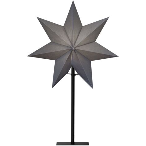 EGLO Tischlampe mit Weihnachtsstern, Dekostern beleuchtet aus Papier in  Grau mit Standfu aus Metall in Schwarz, 3D Fenster-Leuchtstern stehend mit  Kabel, E14 Fassung