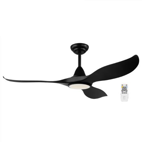EGLO Deckenventilator Cirali 52, 3 Flügel Ventilator mit Beleuchtung und Fernbedienung, Sommer Winter Betrieb, warmweiß - kaltweiß, dimmbar, Kunststoff in Schwarz, DC Motor, leise, Ø 132 cm
