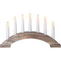 EGLO Lichterbogen Weihnachten mit 7 Kerzen, Fensterleuchter gebogen aus Holz in Braun, Schwibbogen mit Kabel, Weihnachtsbeleuchtung Fenster, E10 Fassung, warmweiß