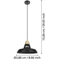EGLO Hängelampe Espinardo – Pendelleuchte Im Industrial Design, Schwarz/gold, 38 Cm Durchmesser, Für E27 Birnen