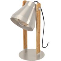EGLO Tischlampe Cawton, rustikale Nachttischlampe mit schwenkbarem Spot, Tischleuchte aus Stahl und geflammtem Holz, Tisch-Lampe für Wohnzimmer und Schlafzimmer, E27 Fassung