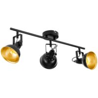 EGLO Deckenstrahler Thornton, Deckenlampe mit 3 Spots, Vintage Deckenleuchte Wohnzimmer, Retro Lampe Decke, Wohnzimmerlampe aus Metall in Schwarz Gold, E14 Fassung, 55 cm