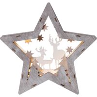 EGLO LED Weihnachtsdeko, Weihnachts-Silhouette in Stern-Form mit Wald-Motiv, Winterlandschaft mit batteriebetriebener Beleuchtung, warmweiß, 25 x 24 cm