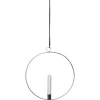 EGLO LED Weihnachtsdeko Kerze mit Deko Ring, Hängedekoration Weihnachten mit Timer, Fenster Kerzenring hängend aus Metall in Silber und Echtwachs, batteriebetrieben, warmweiß, Ø 28,5 cm