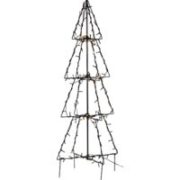 EGLO LED Weihnachtsbaum mit Erdspieß, Weihnachtsbeleuchtung außen, beleuchtete Weihnachtsdeko outdoor, Gartendeko Weihnachten mit Kabel, Metall in Schwarz, warmweiß, 90 cm