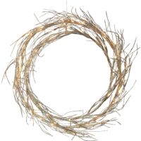 EGLO LED Lichterkranz, Fensterlicht Weihnachten aus Metall in Gold, Wanddeko Weihnachtskranz mit Kabel, beleuchtete Fensterdeko Weihnachten, warmweiß, Ø 45 cm