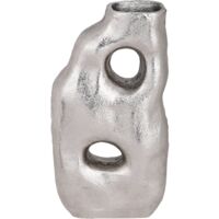 EGLO LIVING Metallvase Tadoussac, elegante Deko Vase, organisch geformte Dekovase für Wohnzimmer, Blumenvase handmade aus Metall in Nickel, Tischdeko 13,5 x 25 cm