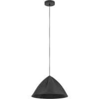 EGLO Hängelampe Podere, 1-flammige Pendelleuchte über Esstisch, Esszimmerlampe im Japandi-Design aus Metall in Schwarz, Hängeleuchte mit E27 Fassung, Ø 42,5 cm