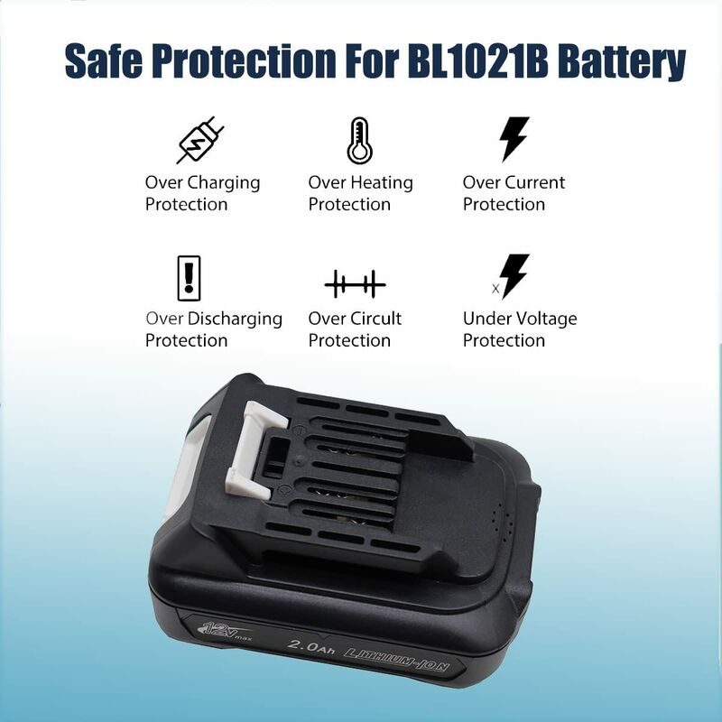 Lot 2 Batteries pour Makita 12V 2,0Ah / 2000mAh BL1020B BL1021B pour  BL1040B BL1041B BL1016 BL1015