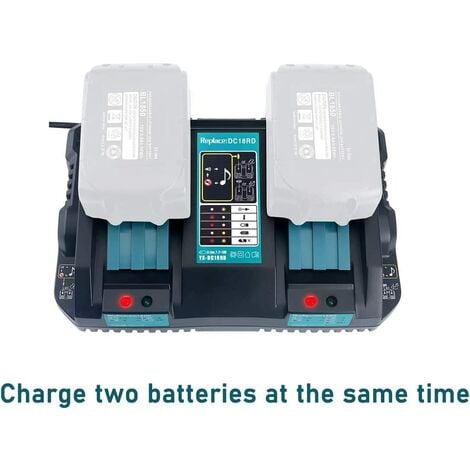 (3Pack) 2X Battery BL1850B + Charger Double-Ports DC18RD for Makita 18V 5.0Ah BL1850 BL1860B BL1860 BL1815 BL1830 BL1840, Radio DMR100 DMR101 DMR102 DMR103B DMR104 DMR105 DMR108