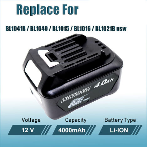 (3 Pack) 2X BL1041B Battery 12V & 10.8V+DC10WD Charger for Makita 12V CXT Li-ion BL1015 BL1016 BL1021B BL1041B BL1020B BL1040B Compatible with Makita DF031D DF0331D TD110D JR103D JR105D HP333D