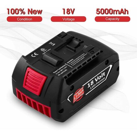 Professional Replace Bosch Battery 18V 5.0Ah 18 V-LI Lithium LED for Bosch 2607336092 2607336236 BAT619 2607336169 BAT609G 2607336170 2607336 235 2607336091 BAT609 BAT618 BAT610G
