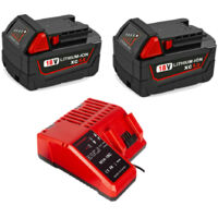 2X Battery & charger for Milwaukee 18V 5000mAh 48-11-1828 48-11-1840 C18B M18BX Li18 M18B4 M18 XC and Milwaukee Charger m18 48-59-1812 48-59-1807 48-59-1806 48-59-1840 2710-20