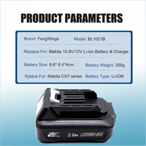 4X BL1021B Akku für Makita 12V 10,8V 2,0Ah BL1041B BL1040 BL1020 BL1015 BL1016 für Makita DF032D HP333D TD110D JV103D CL107FD CG100D CP100DZ UB100DZ JR103 CL106FD
