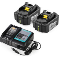 2 Stück 18V 4,0Ah Akku mit Ladegerät für Makita 18 Volt Ersatzakku BL1840B BL1860B BL1850B BL1850 BL1840 BL1860 BL1845 BL1835 BL1830B BL1815 LXT Li-ion Ersatz Akkus, Ersatz für Makita DC18RC DC18RA DC