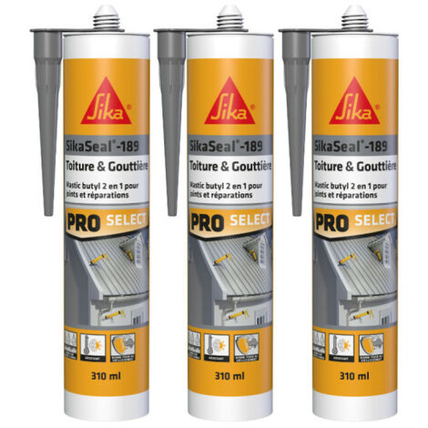 SIKA Sikaseal-189 Dach &amp Rinne Butyl-Dichtstoff 3er-Set - Grau - 310ml