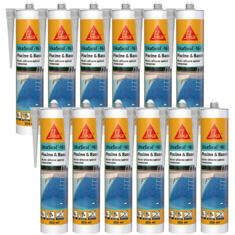 SIKA Sikaseal Silikon-Dichtmasse - 163 Pool &amp Becken - Transparent - 300ml - 12er-Set