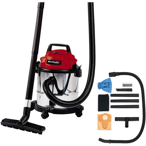 Einhell TC-VC 1812 S Nass-Trockensauger (1.250 W Leistung, 36mm Schlauchsystem, 12 l Edelstahlbehälter, Schaumstofffilter, umfangr. Düsenzubehör)