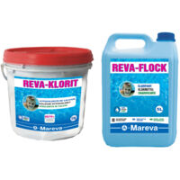 MAREVA Pack - Calciumhypochlorit-Granulat - 5kg - Flüssiges Klärmittel Reva-flock - 5L