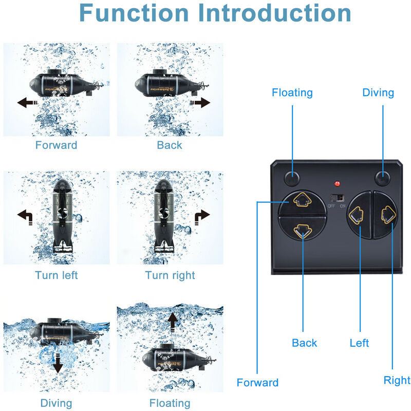 ARTOCT Mini Jouet sous-Marin RC, télécommande à 6 canaux sous Le Ba