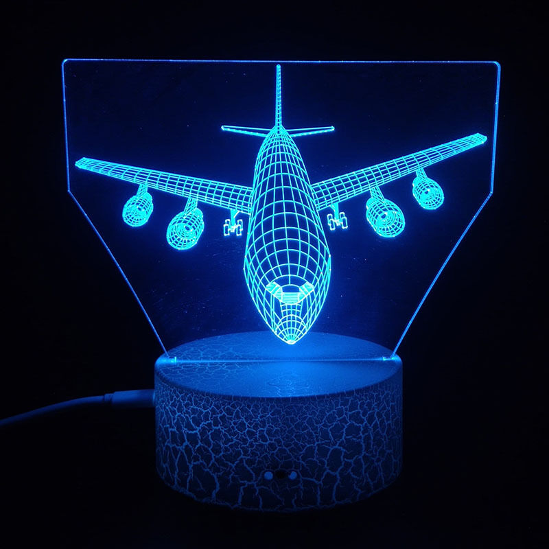 3D Avion LED Lampe Art Déco Lampe lumières LED Décoration Lampe Contrôle à  distance 7/16 couleurs Change USB Powered Enfants Cadeau Anniversaire Noël  Cadeau