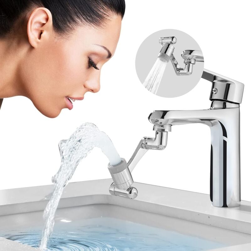 CCYKXA Extension de robinet rotatif 1080 sortie d'eau double mode  (accessoires gratuits) robinet ABS bras