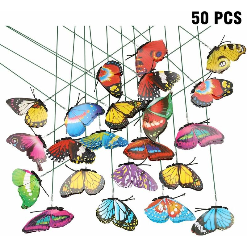 Mxzzand Animaux de décoration de jardin 50 pièces papillon coloré sur bâtons  jardin cour pelouse artisanat Art piscine artificiel - Cdiscount Jardin