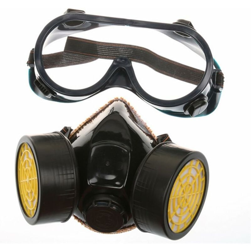 Double respirateur Masque à gaz Anti-poussière Double peinture chimique en  aérosol Outils de protection de la sécurité au travail