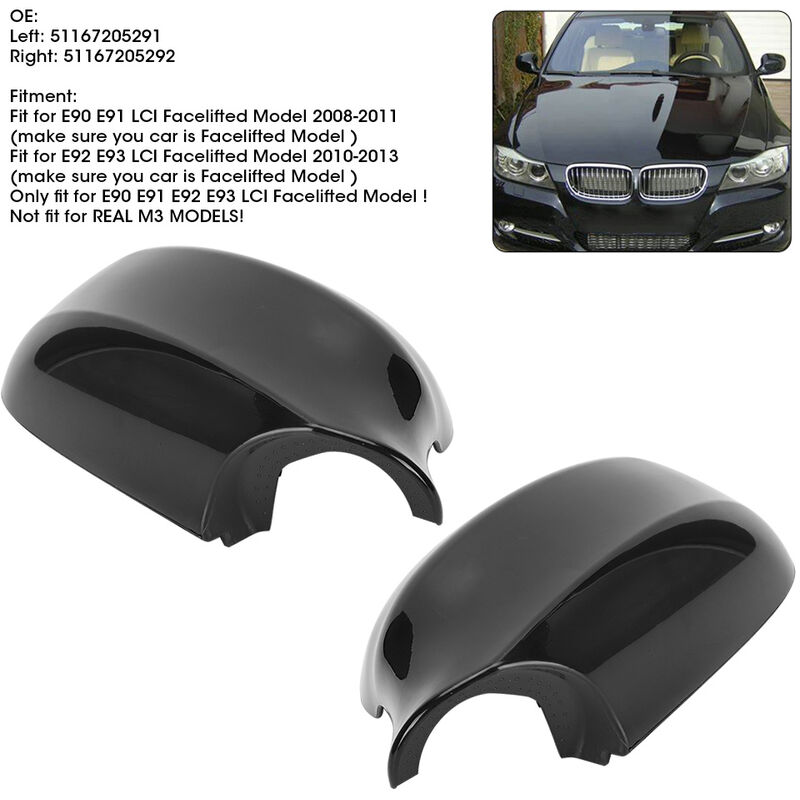 Fibre de carbone - Coque de rétroviseur pour BMW 1 paire, pour modèles E90,  E91, 2009, 2010, 2011, 2012, côté