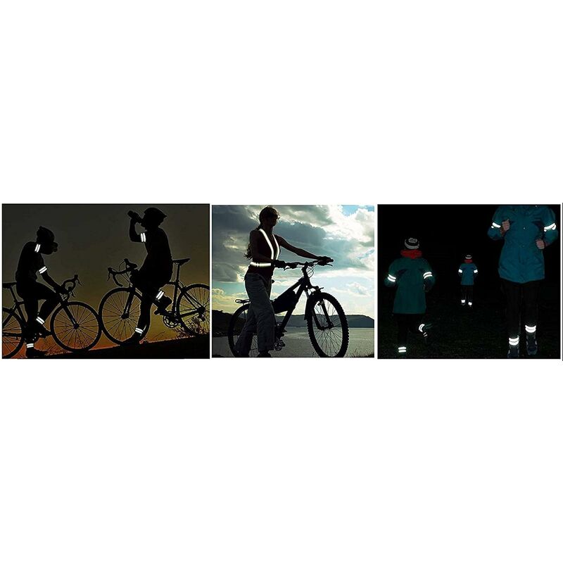 2 Pièces Gilet Réfléchissant Harnais de Sécurité Fluorescent Brassard  Réglable Haute Visibilité pour Cyclisme Course Marche Jogging Moto 