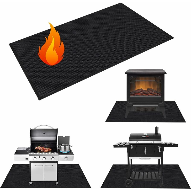 Tapis résistant au feu pour cheminée noir protecteur de sol tapis pour  barbecue extérieur Grill fumoir