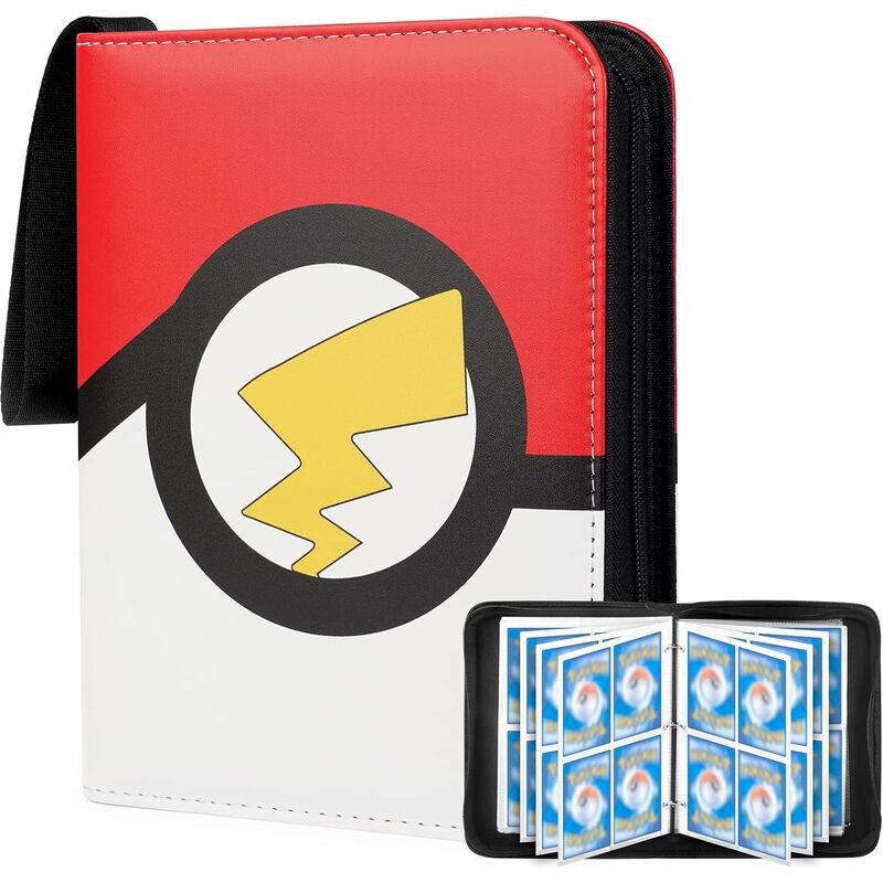 Classeur Pokémon avec fermeture éclair, porte-cartes, collection d'albums,  sac de rangement en matériau PU